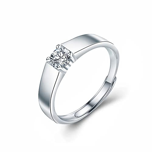 Gualiy Anelli in Argento 925 Uomo, Anello Fidanzamento Argento Solitario Anello con Moissanite 2ct Anelli Regolabile