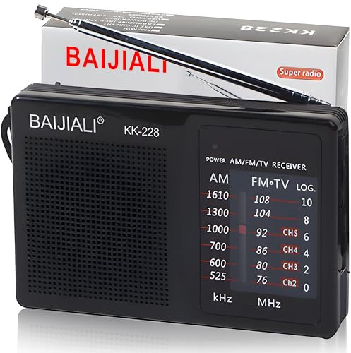 Retoo Radio Portable Radio FM AM Batterie Prise en Charge 3.5mm AUX Tuner numérique Contrôle Automatique de fréquence AFC Format Compact Pile AA Antenne télescopique Noir