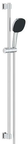 GROHE Vitalio 110 – Conjunto de ducha 14l/min (Barra 90cm, Teleducha 2 chorros, Flexo 1,75m, montaje para pegar o taladrar, sin pegamento), Cuadrado, Cromo, 26931001