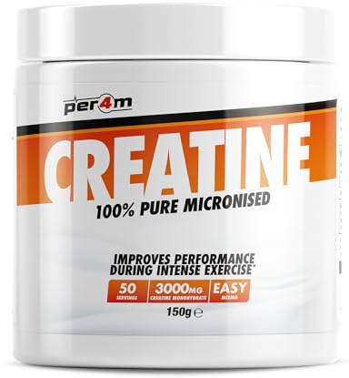 Per4m Creatine Powder | 100% Pure Micronised Creatine Monohydrate | 3000mg of Creatine | 50 Servings (150g, Unflavoured)