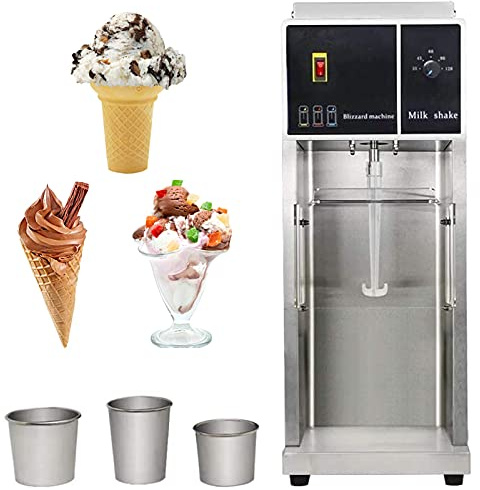 500W Commercial Ice Cream Maker Machine with 3 Cups - Stainless Steel Chill Drink Mixer with Plastic Mixing Head, for Delicious Frozen Yoghurt, Sorbet & Ice Cream