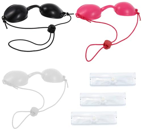 3 Pcs Sunbed Goggles Safety Tanning Eyewear Durable Laser Protection Eye Patch with Transparent Bags for Using Beauty Equipment Sunbathing on the Beach
