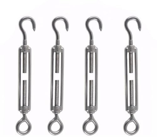 Rshuhx M6 Tendeur fil a Linge Inoxydable 304 4pcs Tendeur Réglable Tendeur de Fil Utilisé pour le Fil d'acier l'antenne Corde à Linge Chaîne Décoration de jardin Fixation de voile solaire