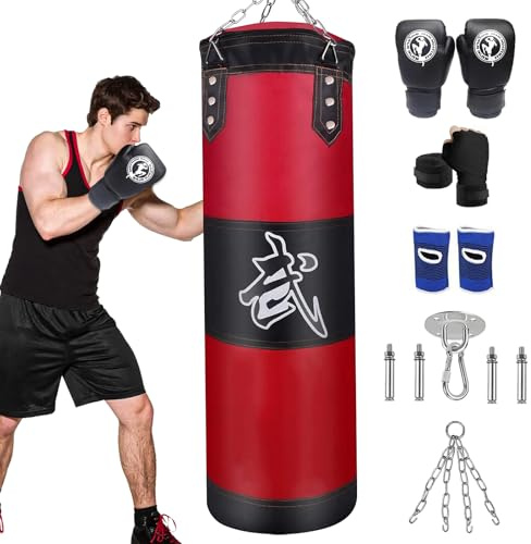 IKIJM Saco Boxeo Colgante Adultos: Gimnasia MMA Tren No Lleno Boxing Bag (Rojo)