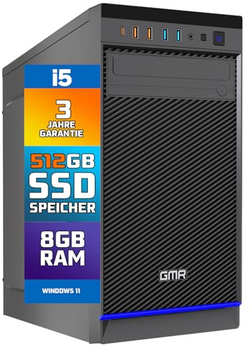 GMR Ultra i5 Office PC - Business Office Computer | 3 Jahre Garantie | 8 GB RAM | 512GB SSD M.2 | USB 3 | Windows 11 Pro | WiFi-Bluetooth
