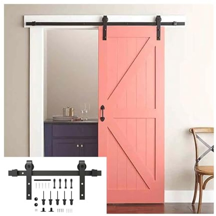 Ladugårdsdörr hårdvara kit 122 cm kolstålspår med remskivor och reservdynor idealiska för badrum och omklädningsrum enkel installation hållbar och snygg lösning