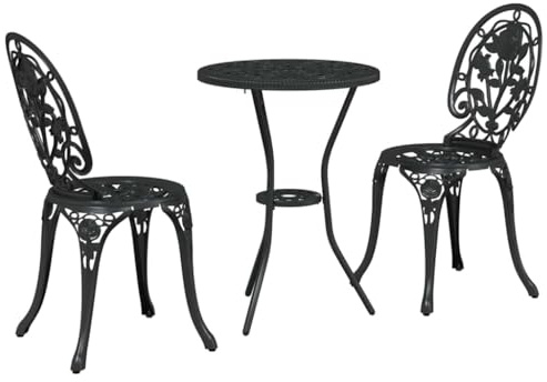 Generico Set Bistro da Giardino 3 PCS Nero Alluminio,Mobili da Giardino,Set da giardino-42002387