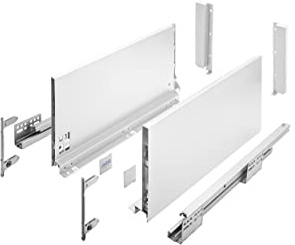 GTV - Système de Tiroirs Axis Pro, Ensemble de Tiroirs, Extraction Totale, Amortissement Intégré, Charge 40 kg, Tiroir Coulissant avec Fermeture Douce - Largeur 400 mm, Hauteur 200 mm, Blanc