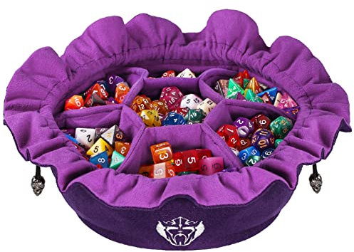 CardKingPro Immense Würfelbeutel mit Taschen – Lila – Kapazität 150+ Würfel – Großartiger Organizer für Würfelsammler, Perfekt für Dungeons and Dragons [Patentiertes Design]