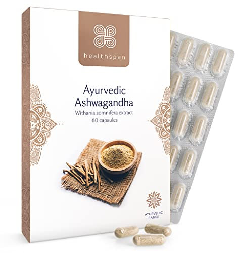 Healthspan Ashwagandha | 500mg KSM-66 | Stressreduktion, Entspannung und geistige Klarheit | Adaptogene Unterstützung für gesundes Wohlbefinden | Mit Vitamin B6 & B12 | Vegan | 60 Kapseln