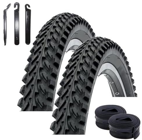 2 x Kenda 24 MTB K-898 Fahrradreifen in Schwarz 50-507 (24 x 1,95) + 2 passende Schläuche DV inkl. maxxi4you Reifenheber