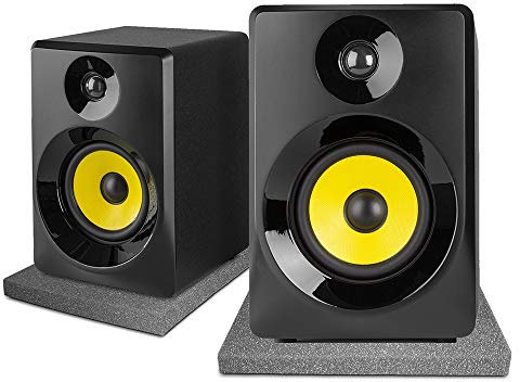VONYX SMN30B Active Studio Monitors 3 Pair Powered Speakers in Black with Foam Isolation Pads, Professional Hi-Fi Desktop Audio System for Studio Recording, Mixing & Multimedia