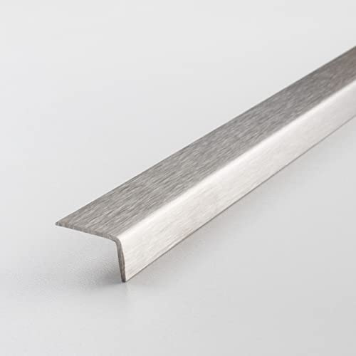 PROVISTON | Mini-Winkelprofil | Edelstahl | Edelstahl matt | Breite 15 mm | Höhe 5 mm | Länge 2700 mm | Ungebohrt | Treppenkantenprofil | Treppenwinkel | Treppenkante | Kombiwinkel | 1 Stück