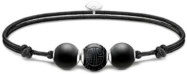 THOMAS SABO Armband Karma Secret mit schwarzen Obsidian Beads mattiert 925 Sterlingsilber, Nylon