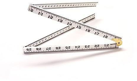 Barnwell 1m 39 White Plastic Folding Rule Ruler Metric and Imperial Brass Hinge
