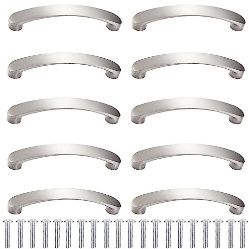 10 Stück Möbelgriffe Schrankgriffe Silber mit 20 Schrauben, Schubladegriff Küchengriffe, 96mm Lochabstand Moderne küchen griffe aus Aluminiumlegierung, Ideal für Küche, Schlafzimmer, Wohnzimmer