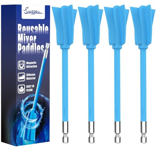 Silikon Farbrührer, Suzzam 4 Stück wiederverwendbar Epoxidharz Rührer, mischpaddel für 1/4 Bohrer, Farbmischer für epoxidharz, Pigment, Malen - Epoxidharz zubehör einfach zu säubern