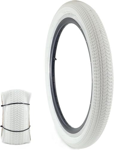 ZUKKA Pneu de vélo pliable de rechange compatible avec la plupart des vélos pour enfants, BMX, VTT, blanc 50,8 cm