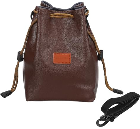 PATIKIL Sac Souple pour Appareil Photo, Étui pour Objectif, Sac Bandoulière à Cordon pour Appareils Photo Numériques en Voyage en Extérieur, Taille L, Marron
