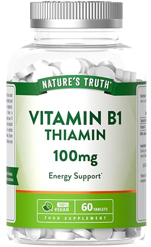 Vitamin B1 Thiamine 100mg Tablets | High Strength Supplement | Energy Support | Suitable for Vegans & Vegetarians | 60 Count | Nature's Truth