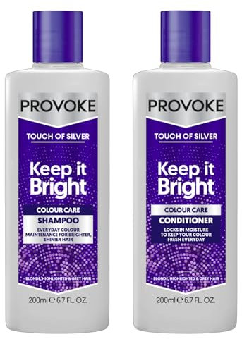 PROVOKE Touch of Silver Keep It Bright Colour Care Shampoo & Conditioner Set, 200ml Each – Everyday Colour Maintenance for Blonde, Highlighted & Grey Hair
