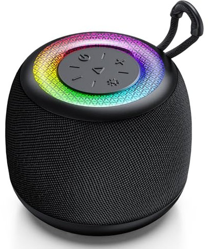 Tisco Cassa Bluetooth Portatile Mini, Speaker Wireless con Bluetooth 5.3, 24H di Autonomia, Suono Surround 360°, Impermeabile, Luci RGB, TWS/SD, Ideale per Feste/Viaggi/Esterni (Nero)