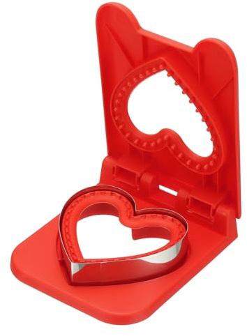 sourcing map Sandwich Maker Sandwich Cutter, Heart Cookie Cutters Suitable for Lunch and Bento Box, Red