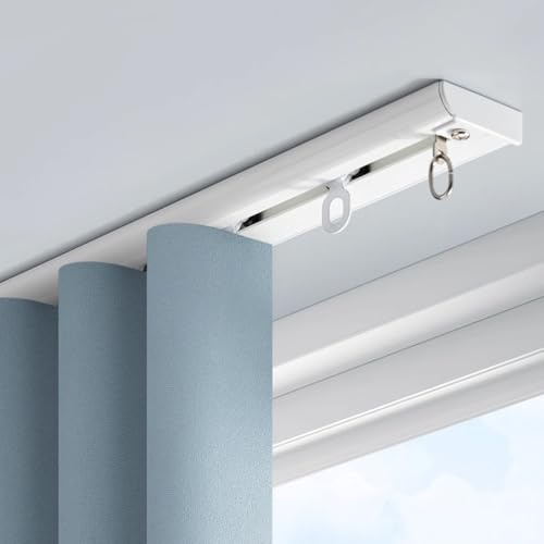 Carril De Cortina de Techo Ultrafino Rieles para Cortinas Techo Simple de Aluminio System de Riel Deslizante Silencioso para Cortinas for Salón/dormitorio Fácil de Instalar(White,1.5m(4.9ft))