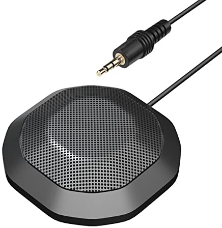 Dioche MicrofonoMicrofono da Tavolo Microfono per Computer Trasparente Omnidirezionale a 360° Ad Alta sensibilità con Spinotto da 3,5 Mm per Giochi su Laptop/PC e Riunioni Online - Design Compatto e