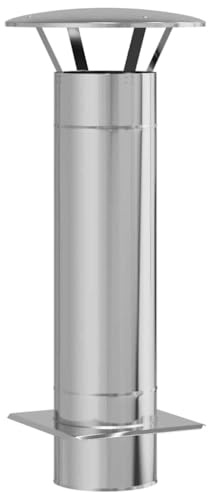 Prolunga per camino argento in acciaio inox, 35 x 35 x 82 cm, con parapioggia, peso leggero, per terrazza e giardino, resistente al calore e alle intemperie, per stufa a legna e forno svedese