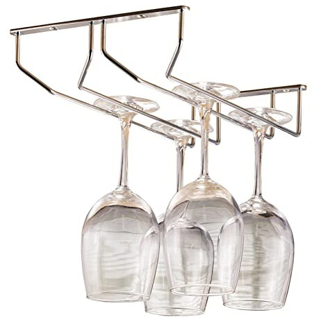 Portabicchieri da vino a doppia fila da 13 '' - Portapacchi in acciaio inox cromato durevole con viti incluse per l'installazione della tazza esclusa