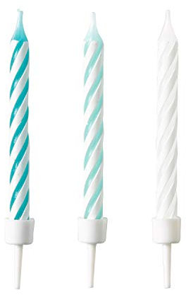 Amscan 9904365 - Geburtstagskerzen, 10 Stück Aqua Glamor, Kuchenkerzen, Kindergeburtstag, 7.5 centimeters