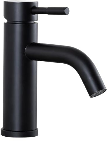 GAPPO Monobloc Basin Mixer Tap with Lead Free Stainless Steel Single Lever Bathroom Sink Taps, Matte Black