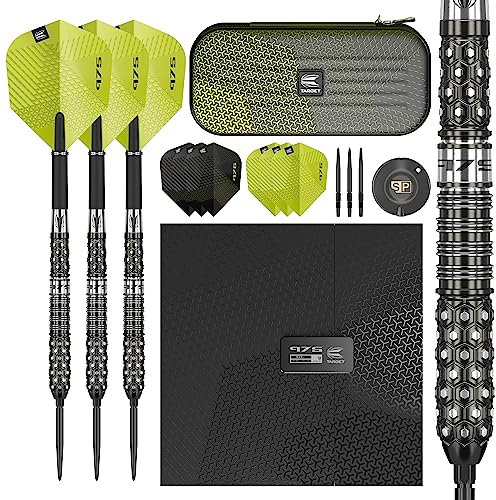 Target Darts 975 02 97.5% Wolfram Swiss Point Steeldarts-Set (25gr - Dartpfeile), Schwarz und Grün
