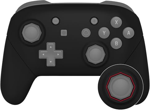 eXtremeRate Svart Octagonal Gated Sticks Framsida Bakplatta Handtag Skydd, Soft Touch DIY Ersättningsgreppshus Shell för Nintendo Switch Pro Controller - Controller Ingår INTE