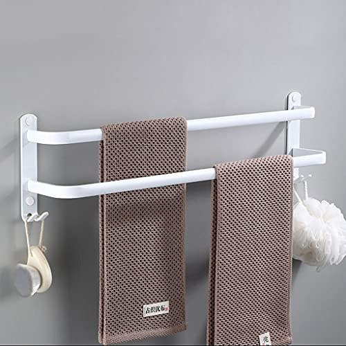 Porte-serviettes Blanc Mural Barres Porte-serviettes Multicouche avec Crochets Espace Aluminium Porte Serviette pour salle de bain, cuisine d'hôtel, style contemporain 2 Layer 40cm