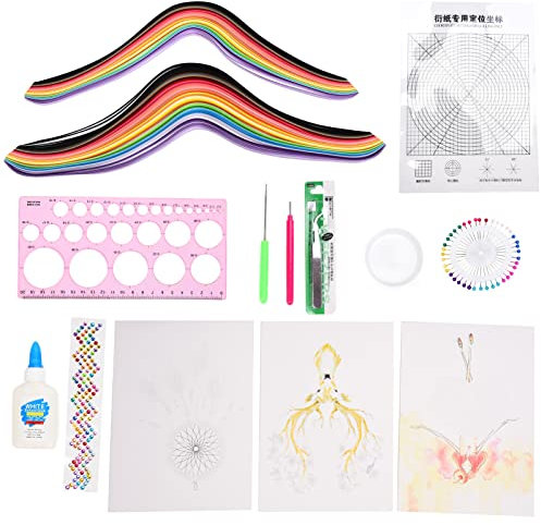 Juego de 411 Piezas de Papel con Quilling que Incluye 360 ​​piezas de Papel con Quilling Y 51 Piezas de Herramientas de Quilling para la Clase de Aprendizaje de Bricolaje, Decoración del Hogar, Regalo