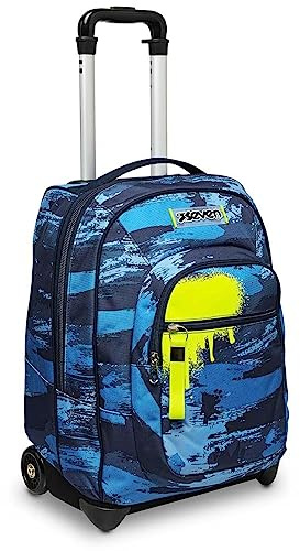 Seven Zaino Trolley, Scuola Elementare, Doppio Uso, Doppio Scomparto, Spallacci a Scomparsa, Bambino, Wet Color Boy, blu