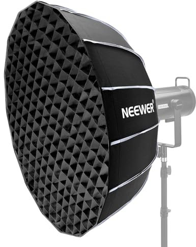 NEEWER 85cm Softbox Parabolisch Sechseck, schnell Faltbarer Schirm mit Bowens Halterung, Metall Beauty Dish/Diffusoren/Gitter/Tasche für CB200B CB60 MS60B MS60C, kompatibel mit Aputure Godox, NS85U