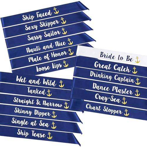 STAY GENT 18Stück Bride to Be Schärpe mit 1Stück Weiß Bride to Be Schärpe + 17Stück Blau Scherpe Jungesellinenabschied für Brautjungfer Braut Dusche Bachelorette Party Favors Decor