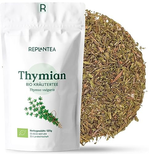 Bio Thymian Tee 120g (+60 Tassen) | Thymian geschnitten, getrocknet und gerebelt als Gewürz oder Tee REPLANTEA