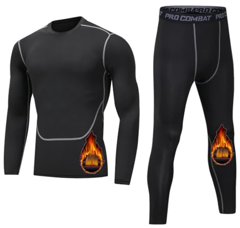 HZQIFEI Intimo Termico Uomo Set di Maglietta e Pantaloni a Compressione, Biancheria Intima Funzionale Termica Uomo per Sci Palestra Ciclismo Calcio Corsa (Stile#5, XL)