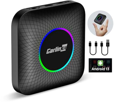 CARLINKIT Neue Android 13 AI Box LED Ambient: Kabelloser CarPlay/Android Auto-Adapter, Qualcomm SM 6225,8 GB + 128 GB, unterstützt YouTube/Netflix/Disney+/OTA-Upgrade
