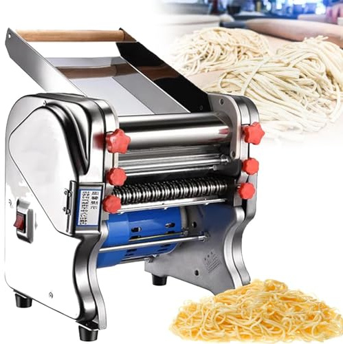 DPLWJPP Elettrica Macchina per Pasta Fresca Sfogliatrice in Acciaio Inox,Pressa per Noodle Multifunzionale Macchina per Arrotolare La Pasta Elettrica per Cucina Utensile,FKM160
