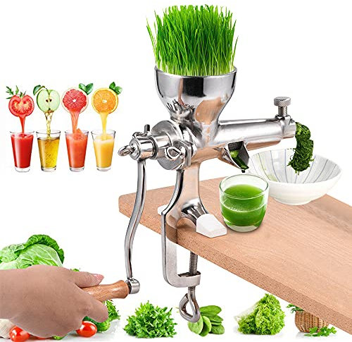Manuelle Entsafter aus Edelstahl Weizengras Saftpresse Squeezer, Beerenpresse Manual Saftpresse Weizengras-Gemüse-Obst-Extraktor mit Schraubklemme für Tischmontage, 5.5cm (A)