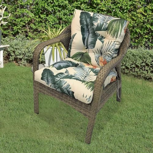 VEAI Cojines Sillas Jardin con Respaldo Bajo Exterior Impermeable | Colchoneta para Silla Exterior y Interior Sofa - Almohada para El Asiento y El Respaldo(Color:8#)