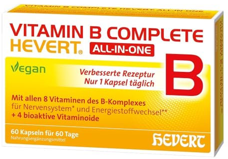 Vitamin B Complete Hevert All-in-One mit allen 8 Vitaminen des B-Komplexes und 4 bioaktiven Vitaminoiden, 60 St. Kapseln