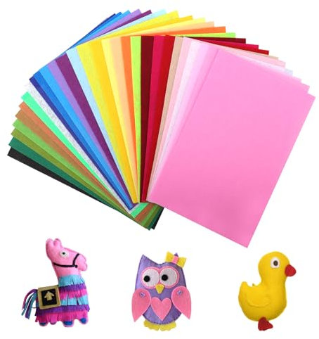 Tela de Fieltro para Manualidades, 30 colores, 30pcs Hojas de Fieltro, Fieltro Colores para Diy Fieltro Tela, Costura Artesanías Bricolaje, 20 x 30cm