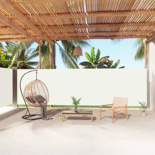 Iiaky Tenda da Sole Laterale Retrattile Crema 180x1000 cm,Tenda da Sole per Esterno Avvolgibile,Tenda da Sole a Bracci Estensibili con Telaio in Alluminio,Tettuccio Resistente al Sole e Impermeabile e