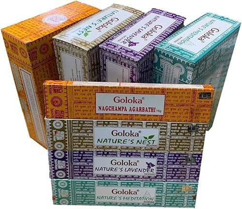 Pack 4 Goloka Nature - Nag Champa, Nest, Meditation, Lavander - Varillas de Incienso - 15 g de Cada Fragancia
